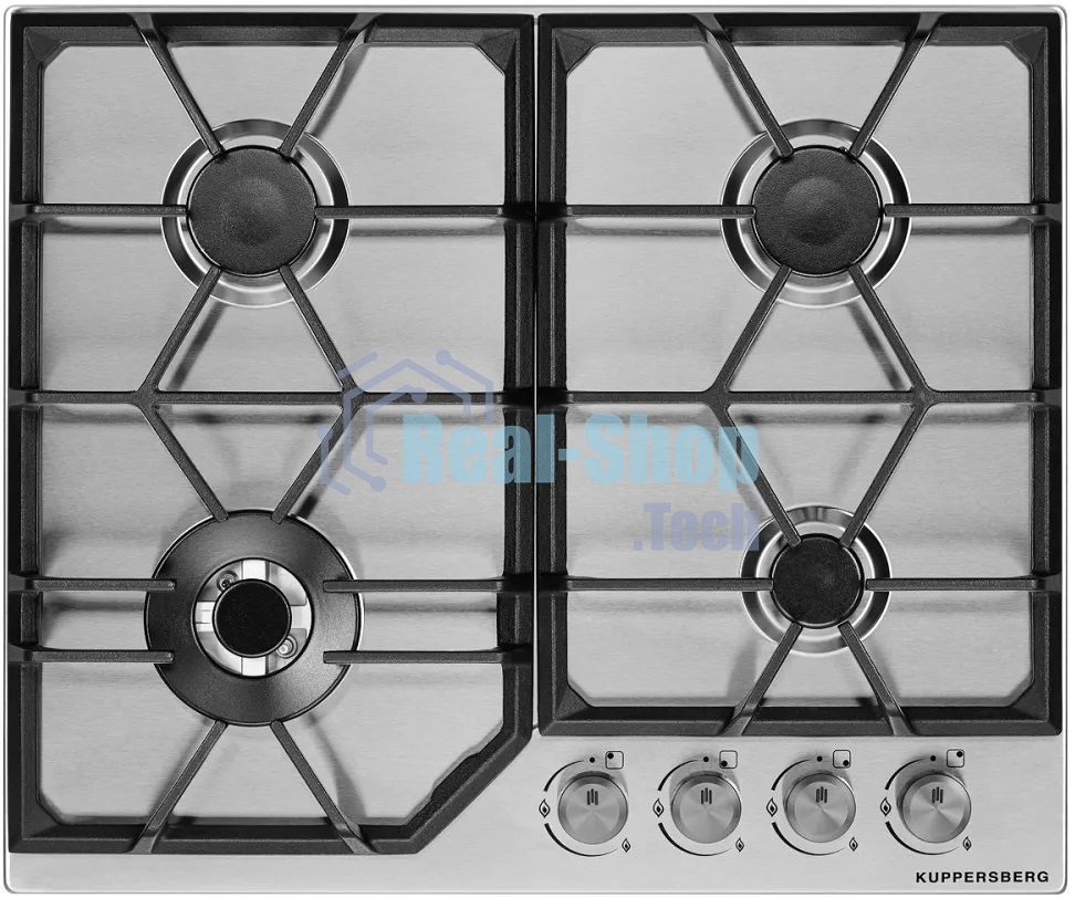 Встраиваемые газовые панели Kuppersberg FS 62 X, 4 конфорки, нерж. сталь