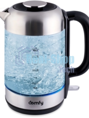 Чайник электрический Domfy DSM-EK401 1.8л. 2200Вт черный/прозрачный (корпус: стекло)
