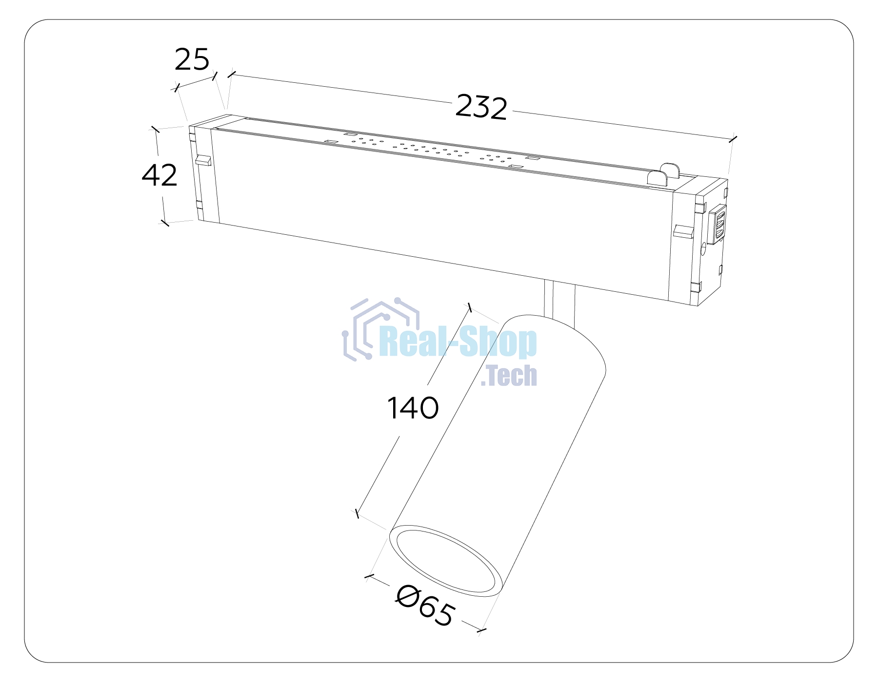 Управляемый светодиодный светильник для шинопровода Magnetic Ambrella light GL1232 BK черный IP20 24W 3000K-6400K 220V 36° D65*140 (Без ПДУ)