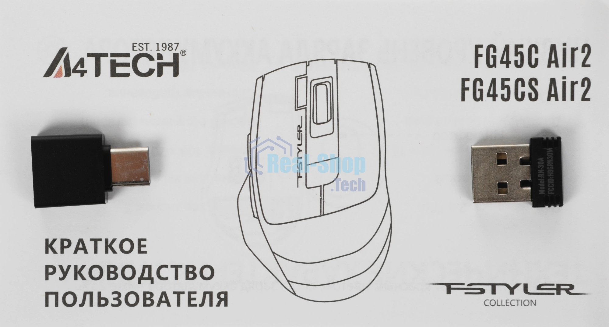 Мышь беспроводная/проводная A4Tech Fstyler FG45CS Air2 белый, 2000 dpi, USB Type-A, радиоканал, кнопки - 7