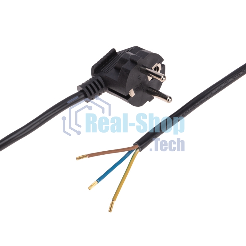 Шнур электрический с вилкой Rexant ПВС 3х1,0 мм², 3м черный