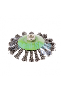 Щетка для УШМ Сибртех 115 мм, М14, Тарелка, крученая проволока 0,5 мм