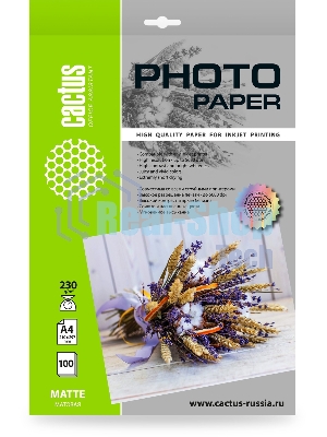 Фотобумага Cactus CS-MA4230100 A4/230г/м2/100л./белый матовое для струйной печати