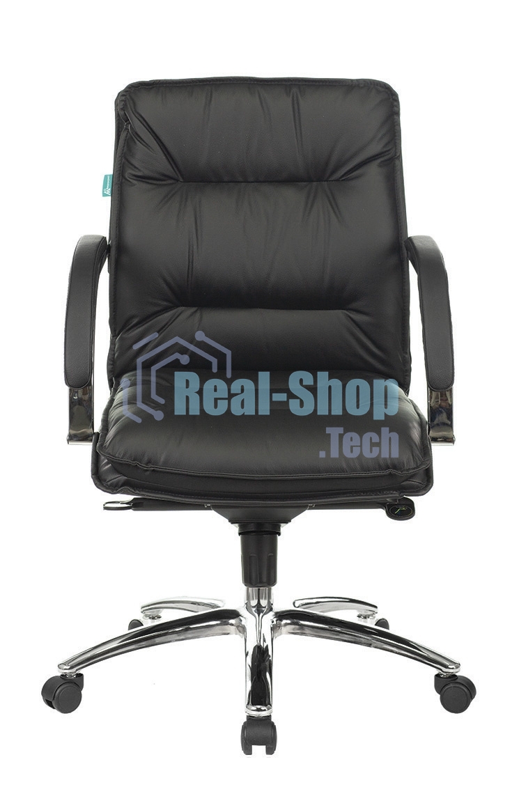 Кресло руководителя Бюрократ T-9927SL-LOW/BLACK черный, кожа, низкая спинка, крестовина хром