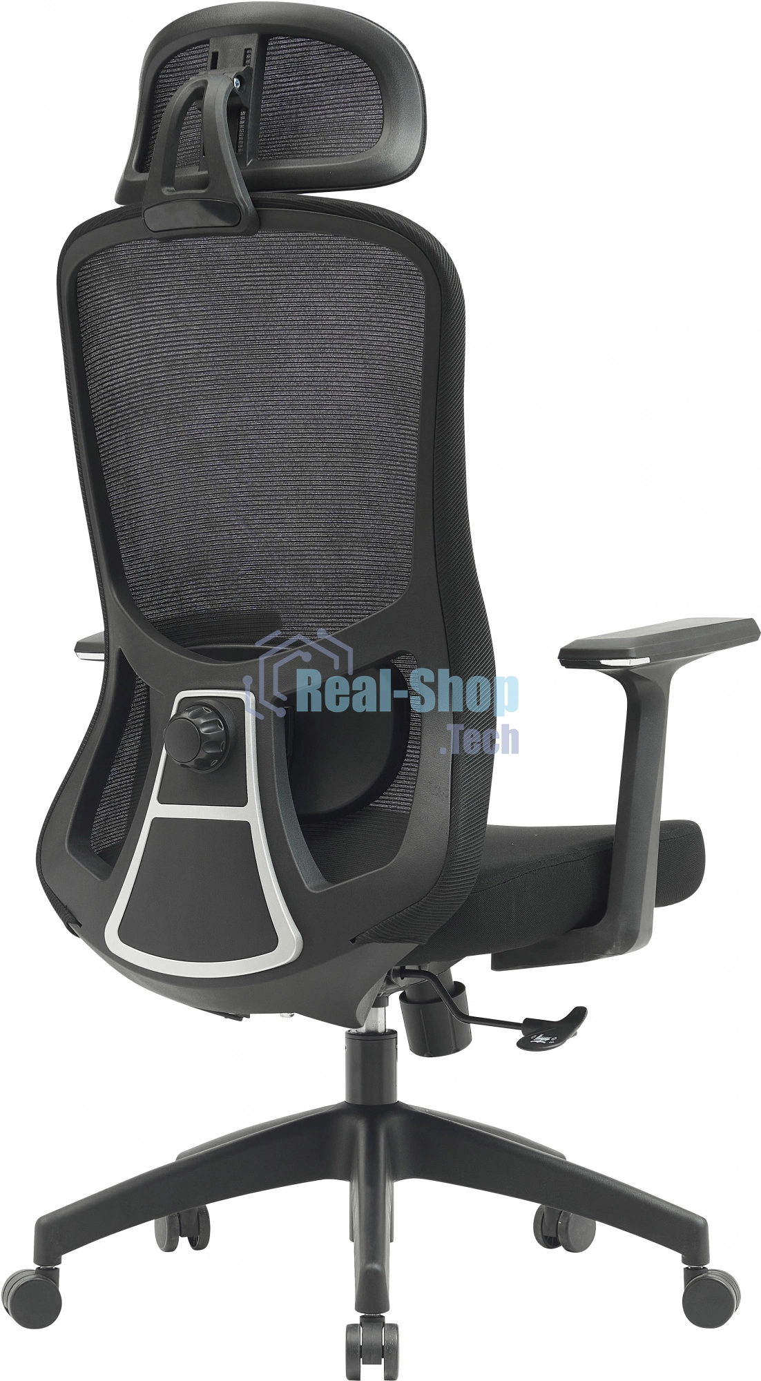 Кресло компьютерное Cactus CS-MC515-BK черный, сиденье черный, сетка/ткань, с подголов. крестов. пластик, пластик черный