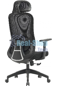 Кресло компьютерное Cactus CS-MC515-BK черный, сиденье черный, сетка/ткань, с подголов. крестов. пластик, пластик черный