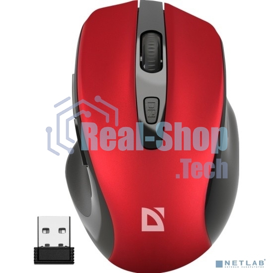 Мышь беспроводная Defender Prime MB-053 красный, 1600 dpi, радиоканал, USB, кнопки - 6