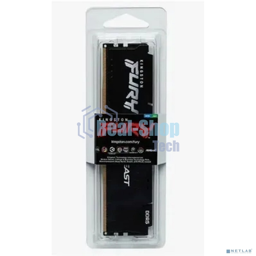 Оперативная память Kingston Fury Beast, DDR5, 32GB (1x32GB), 6000MHz, CL30, DIMM, с радиатором, черный