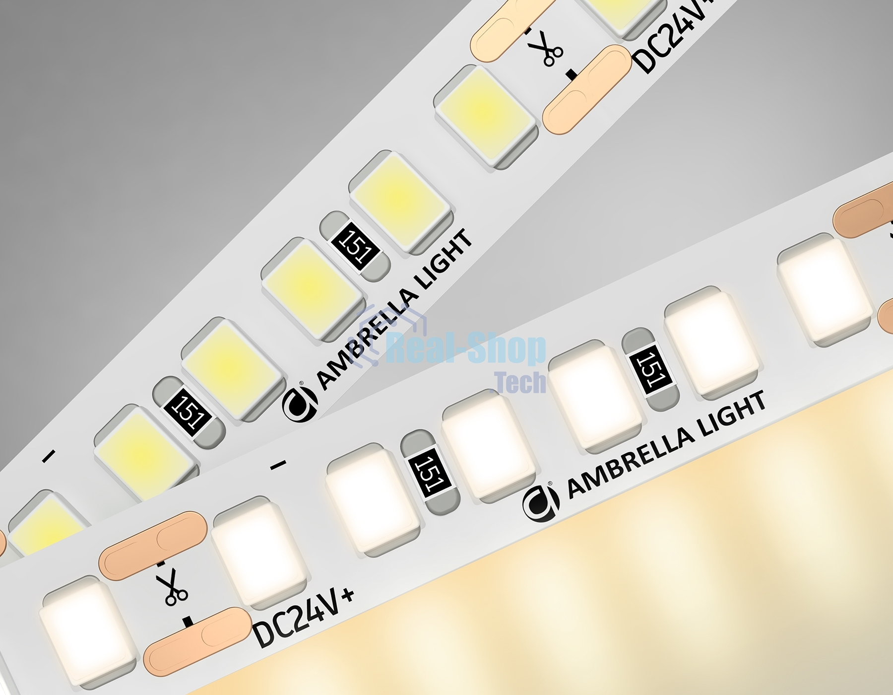 Светодиодная лента Ambrella light GS3201 2835 180Led/ 14.4W m/ 24V IP20 3000K/ 5000*8*1.2mm (2 конт.)