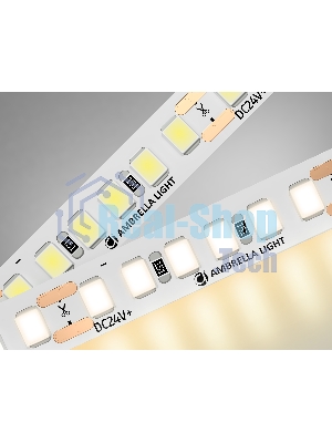 Светодиодная лента Ambrella light GS3201 2835 180Led/ 14.4W m/ 24V IP20 3000K/ 5000*8*1.2mm (2 конт.)