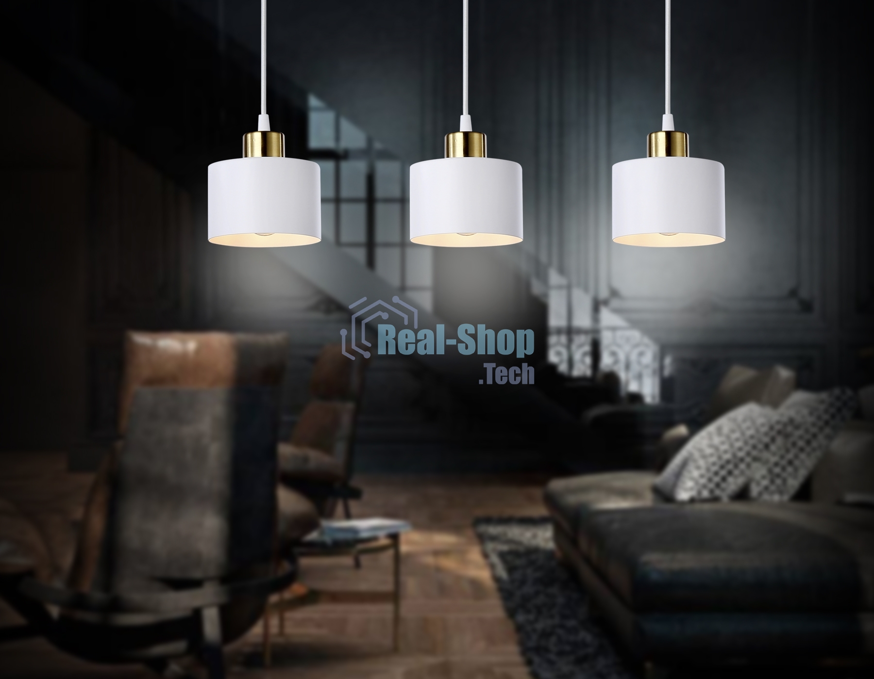 Светильник Ambrella light TR8117/3 WH/BS белый/латунь E27*3 max 40W 580*120*970