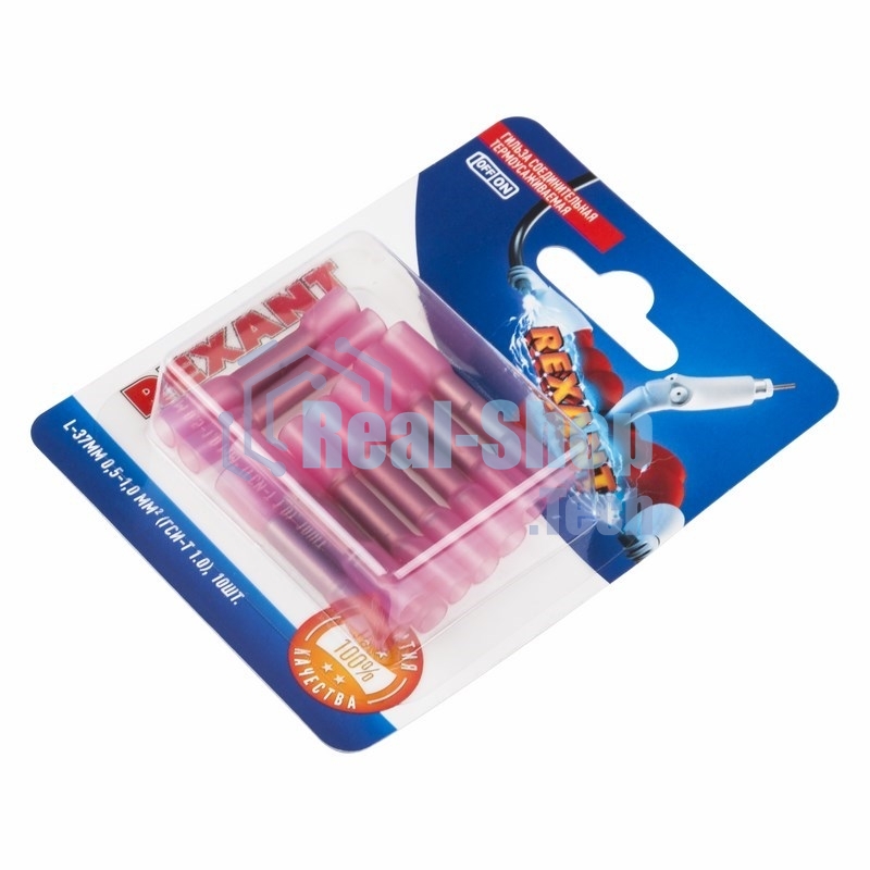 Соединительная гильза Rexant изолированная термоусаживаемая, L-37 мм, 0.5-1 мм², ГСИ-т 1.0/ГСИ-т 0,5-1,0/KY-1, красная, в упак. 10 шт.