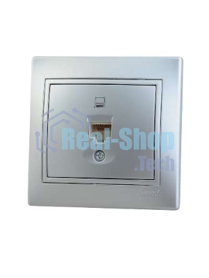 Розетка компьютерная 1-м СП Мира RJ45 метал. сер. Lezard 701-1010-139