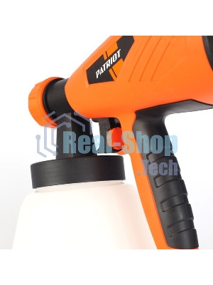 Краскопульт электрический PATRIOT SG500 HVLP 500 Вт., 100 DIN/сек, Расход 900 мл/мин., Резервуар: 1300 мл