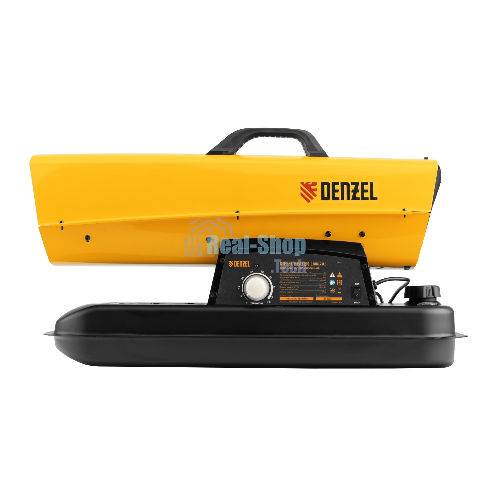 Дизельная тепловая пушка Denzel DHG-25i, 25 кВт, 600 м3/ч, прямой нагрев, термостат