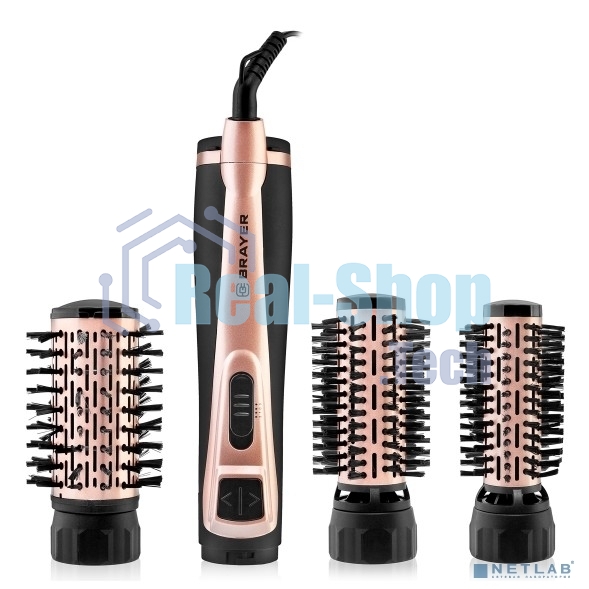Фен-щётка BRAYER BR3100 черный/золотистый, 1000 Вт, 35/40/50 мм