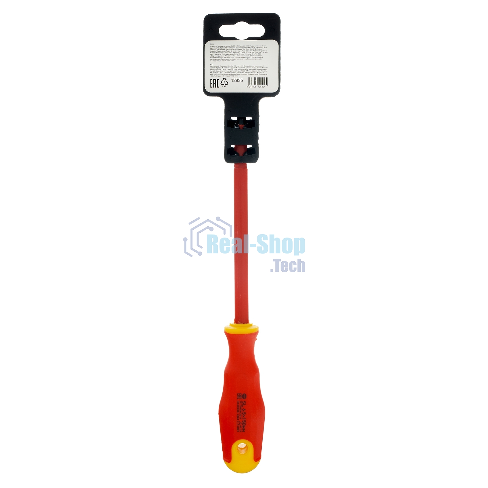 Отвертка диэлектрическая Сибртех SL6,5 х 150 мм, до 1000 В, двухкомпонентная рукоятка