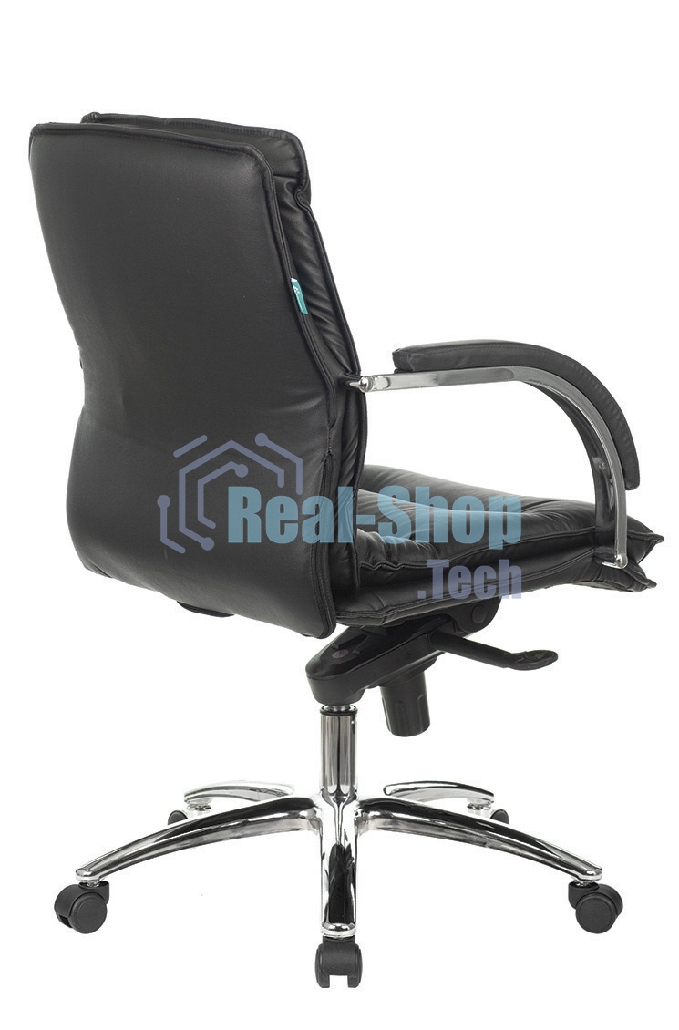 Кресло руководителя Бюрократ T-9927SL-LOW/BLACK черный, кожа, низкая спинка, крестовина хром