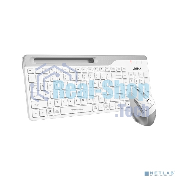 Комплект клавиатура + мышь A4Tech Fstyler FB2535C клав:белый/серый мышь:белый/серый USB беспроводная Bluetooth/Радио slim