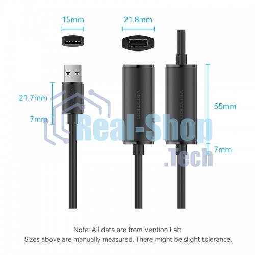 Активный кабель-удлинитель Vention USB 2.0 AM/AF с усилителем - 20м черный