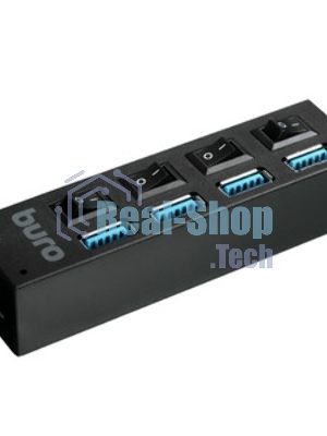 USB-концентратор Buro BU-HUB4-U3.0-L, USB 3.0, USB 4 порта, USB