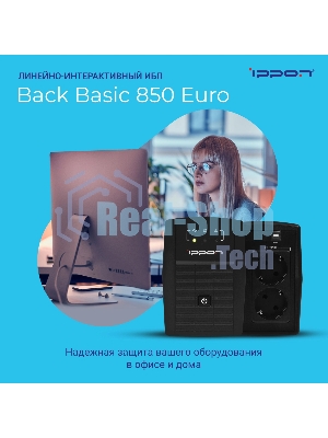 Источник бесперебойного питания Ippon Back Basic 850 Euro / 850 ВА / 480 Вт / 2 x CEE 7 (евророзетка)