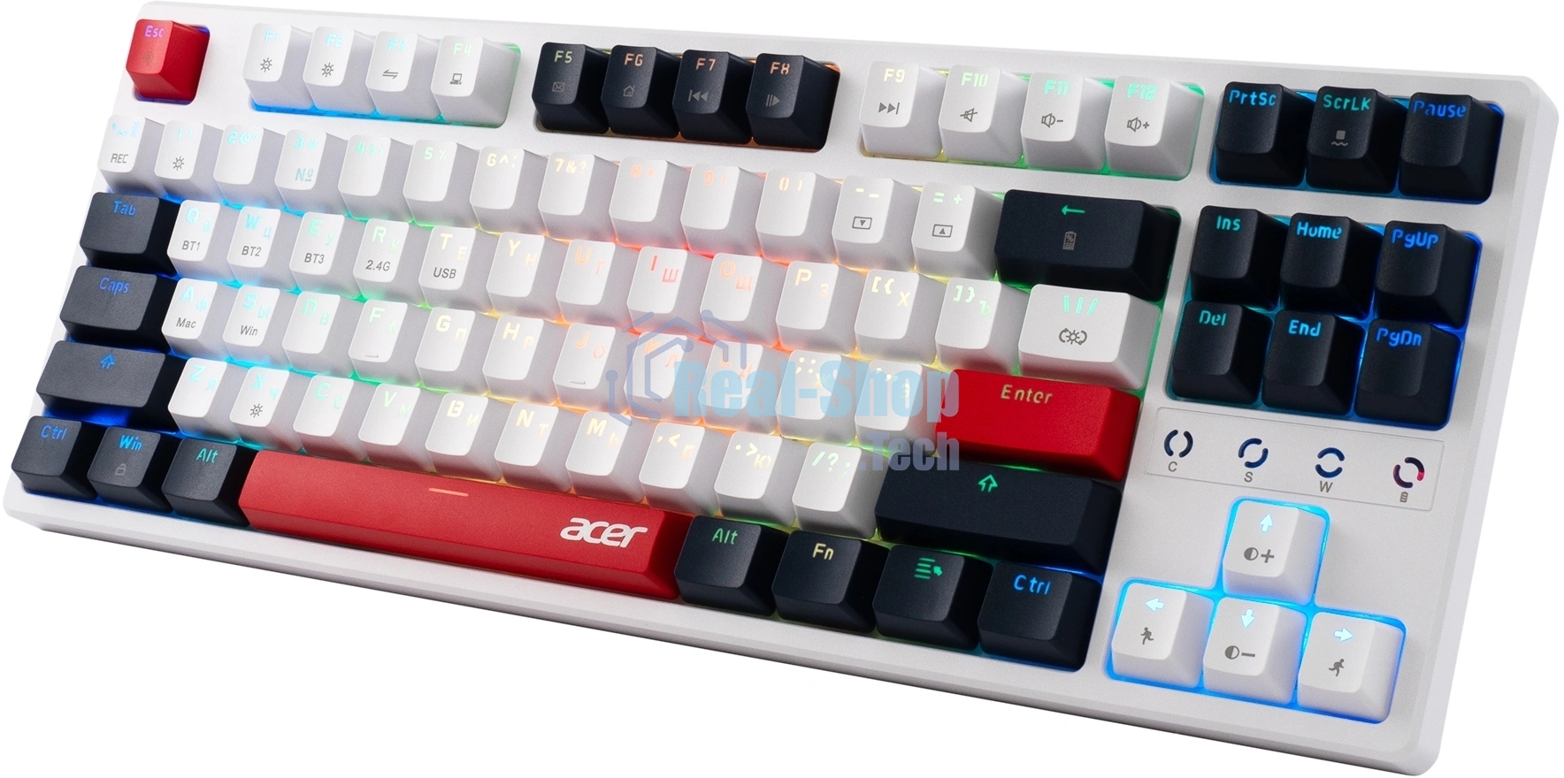 Клавиатура беспроводная Acer OKR302 (ZL.KBDEE.016), USB, Bluetooth/Радиоканал, белый