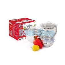 Набор посуды LARA LR02-86 Apple 6 предметов (кастрюли: 2.0 л, 3.6 л, 6.1 л)