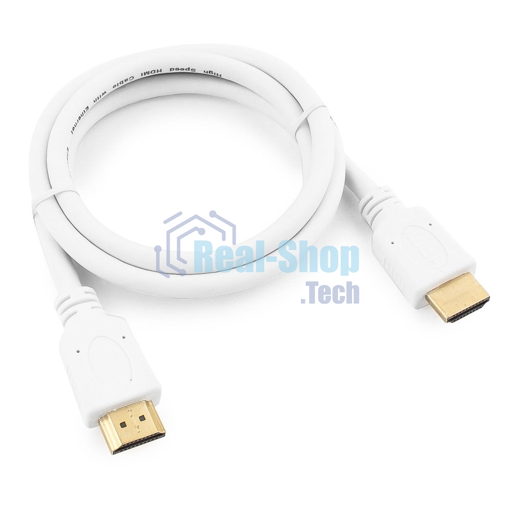 Кабель Cablexpert HDMI CC-HDMI4-W-1M, 19M/19M, v2.0, медь, позол.разъемы, экран, 1м, белый, пакет