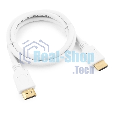 Кабель Cablexpert HDMI CC-HDMI4-W-1M, 19M/19M, v2.0, медь, позол.разъемы, экран, 1м, белый, пакет