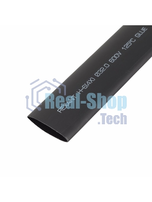 Термоусаживаемая трубка клеевая Rexant 32,0/8,0 мм, (4:1) черная, упаковка 5 шт. по 1 м