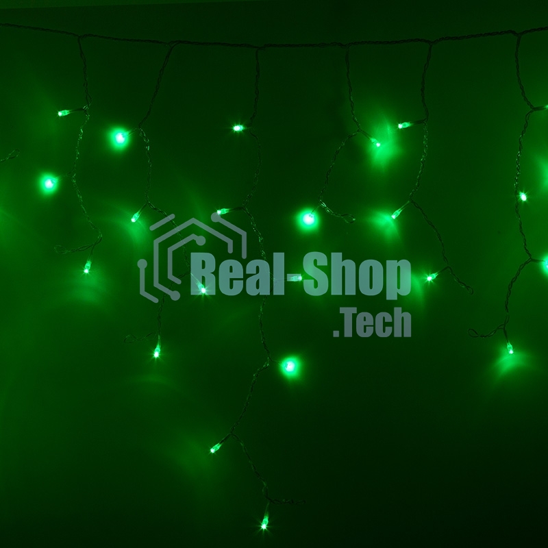 Гирлянда Neon-night Айсикл (бахрома) светодиодный, 2,4 х 0,6 м, прозрачный провод, 230 В, диоды зеленые, 88 LED