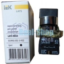 Переключатель LAY5-BD33 на 3 полож. черный I-O-II станд. ручка ИЭК BSW60-BD-3-K02