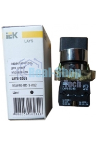Переключатель LAY5-BD33 на 3 полож. черный I-O-II станд. ручка ИЭК BSW60-BD-3-K02