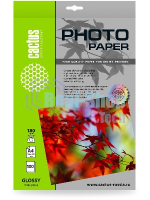 Фотобумага Cactus CS-GA4180100 A4/180г/м2/100л./белый глянцевое для струйной печати