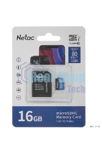 Флеш карта microSDHC 16Gb Netac P500 NT02P500STN-016G-R (с SD адаптером) 80Mb/s