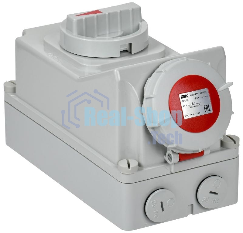 Розетка с механической блокировкой ССИ-814 16А-6ч 380В 3P+PE IP67 | PSR12-016-4-5-67 | IEK