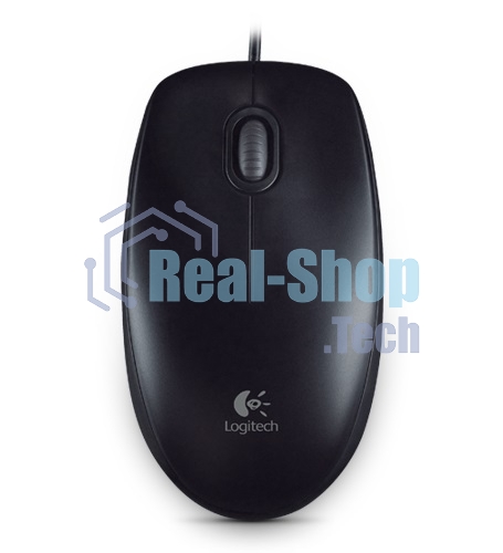 Мышь проводная Logitech B100 черный, 1000 dpi, USB, кнопки - 3