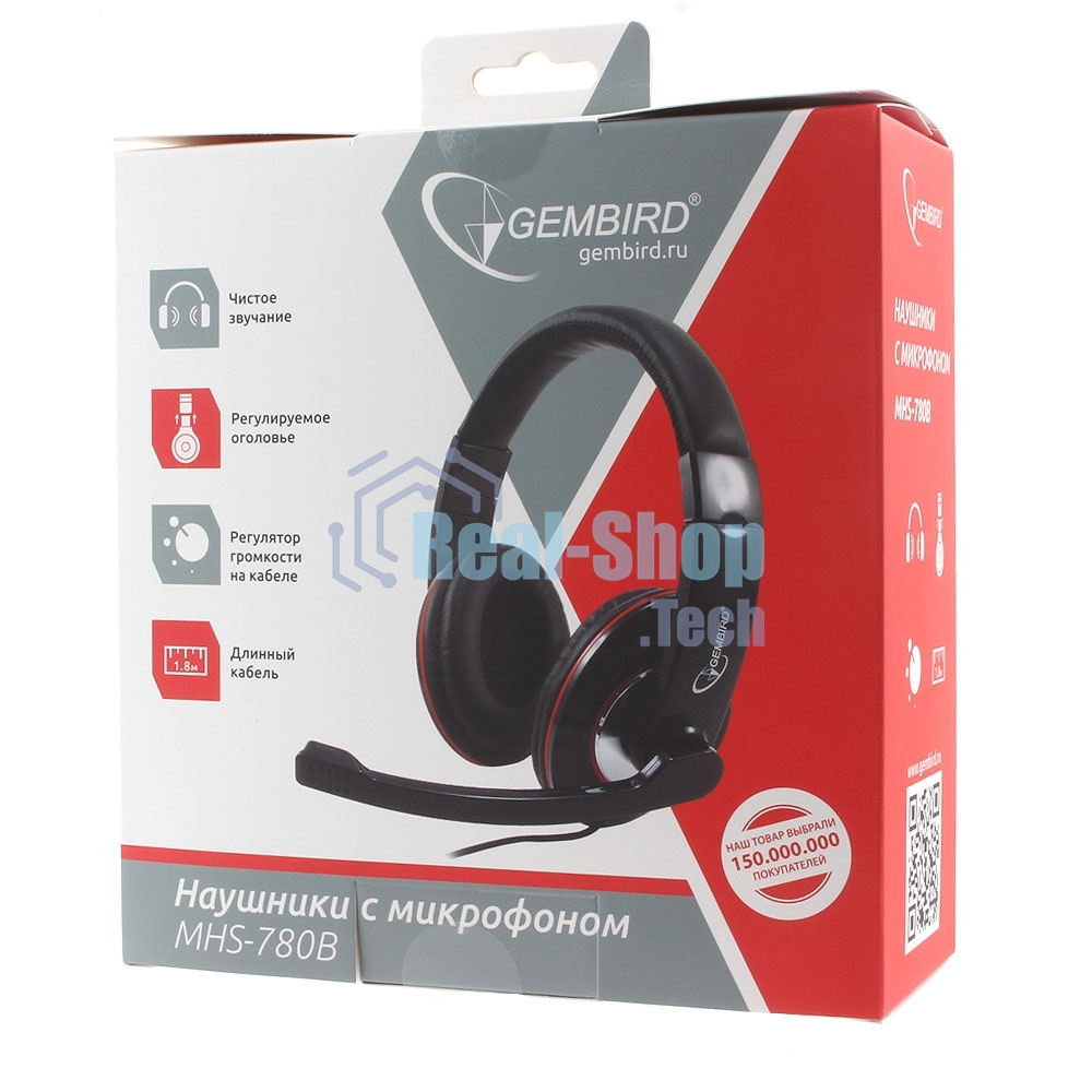 Наушники Gembird MHS-780B Гарнитура стерео черный регулятор громкости