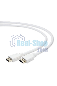 Кабель Cablexpert HDMI CC-HDMI4-W-1M, 19M/19M, v2.0, медь, позол.разъемы, экран, 1м, белый, пакет