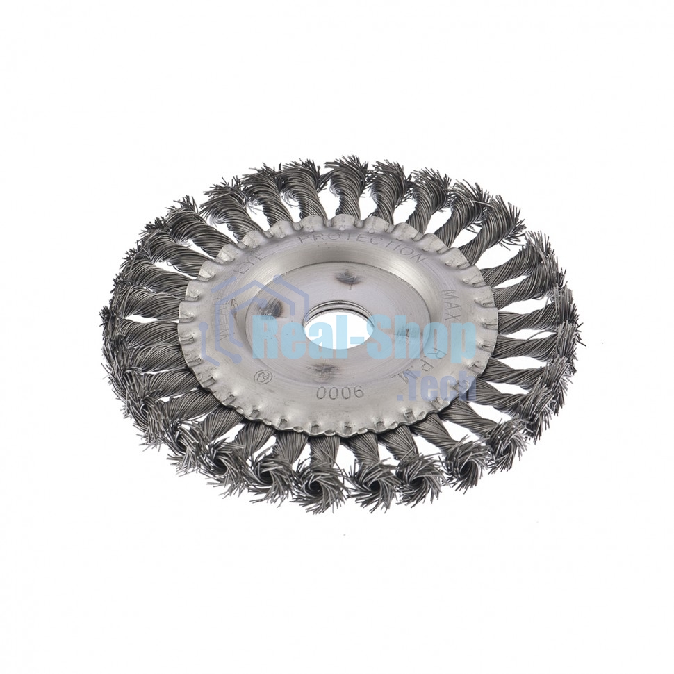 Щетка для УШМ Сибртех 150 мм, посадка 22,2 мм, Плоская, крученая проволока 0,5 мм