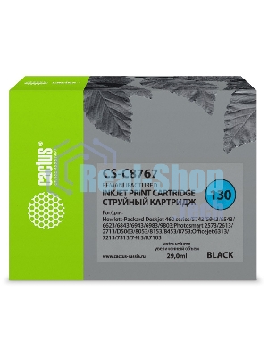 Картридж струйный Cactus CS-C8767 черный для №130 HP DeskJet5743/6543/6843, PhotoSmart2613/2713 (29мл)