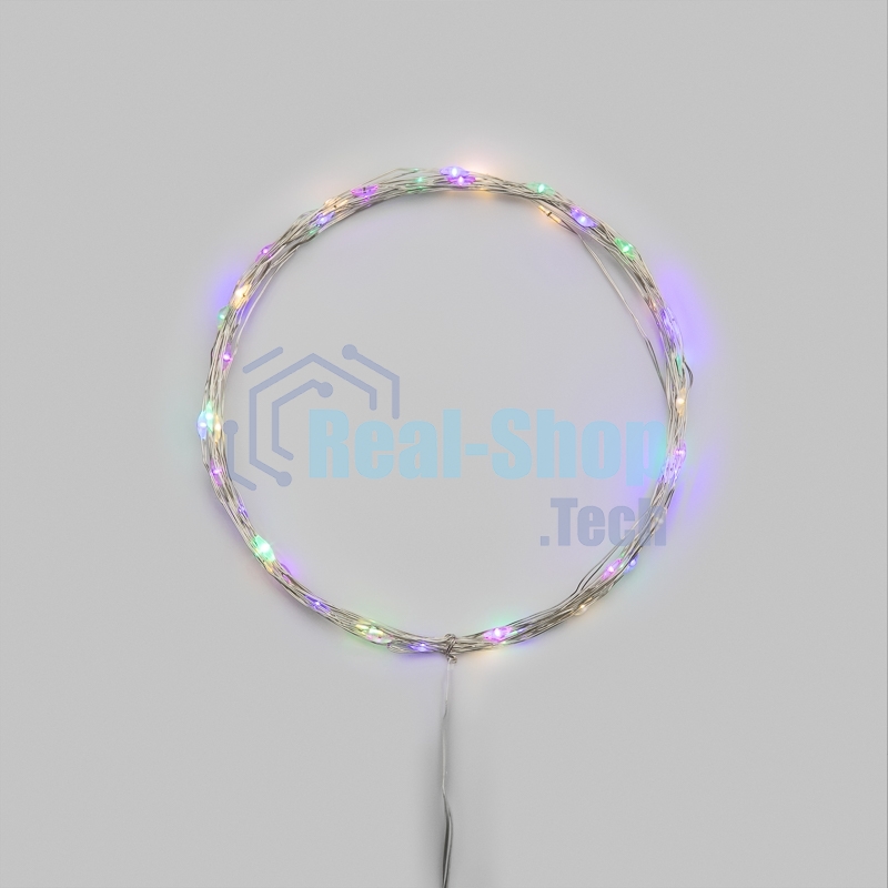 Гирлянда светодиодная Роса 5м 50 LED МУЛЬТИКОЛОР IP20 2хАА (в комплект не входят) NEON-NIGHT