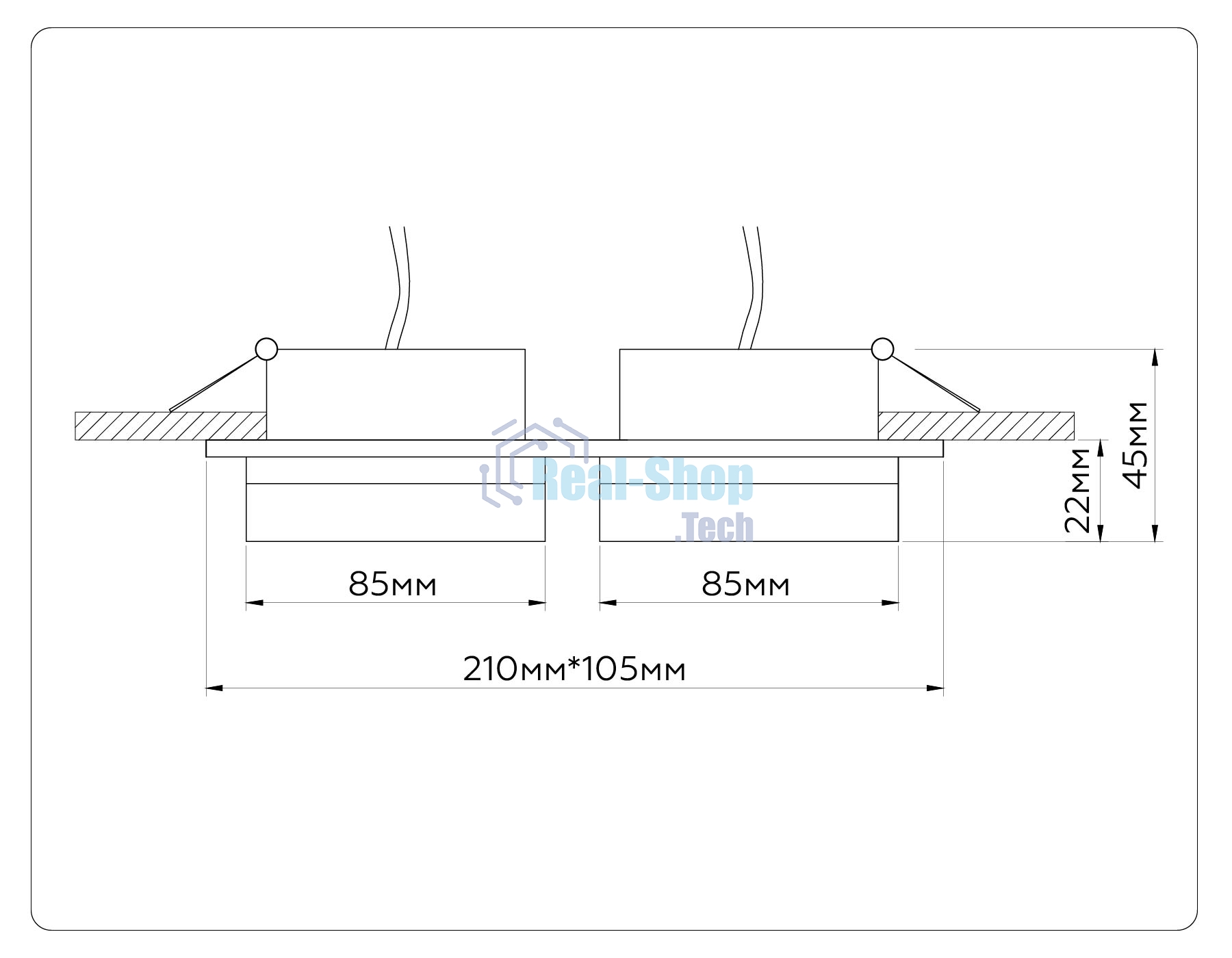 Светильник Ambrella light TN52424/2 BK/FR черный/белый матовый GX53 max 12W 210*105*45