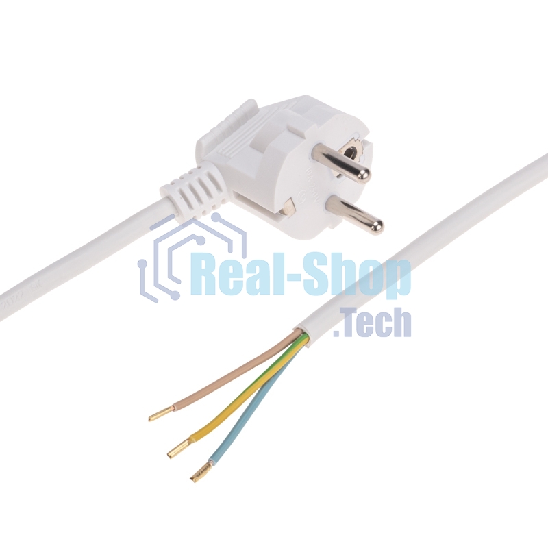 Шнур электрический с вилкой Rexant ПВС 3х1,0 мм², 2м белый