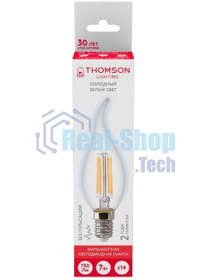 Лампа светодиодная Hiper THOMSON LED FILAMENT TAIL CANDLE 7W 750Lm E14 6500K