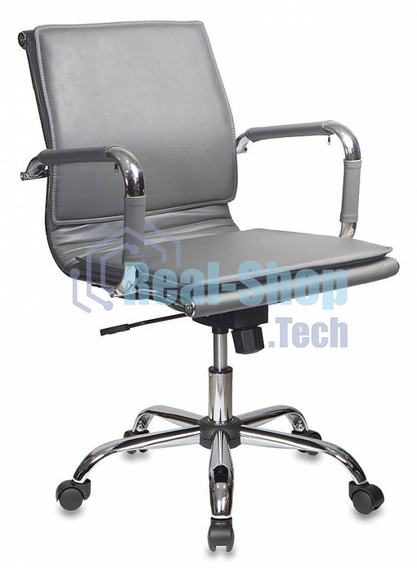 Кресло руководителя Бюрократ CH-993-Low/grey серый, низкая спинка, искусственная кожа, крестовина хромированная