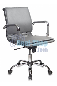 Кресло руководителя Бюрократ CH-993-Low/grey серый, низкая спинка, искусственная кожа, крестовина хромированная