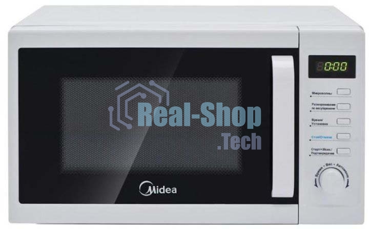 Микроволновая печь Midea AM820CUK-W белый, 20 л, 800 Вт, переключатели - поворотный механизм/кнопки