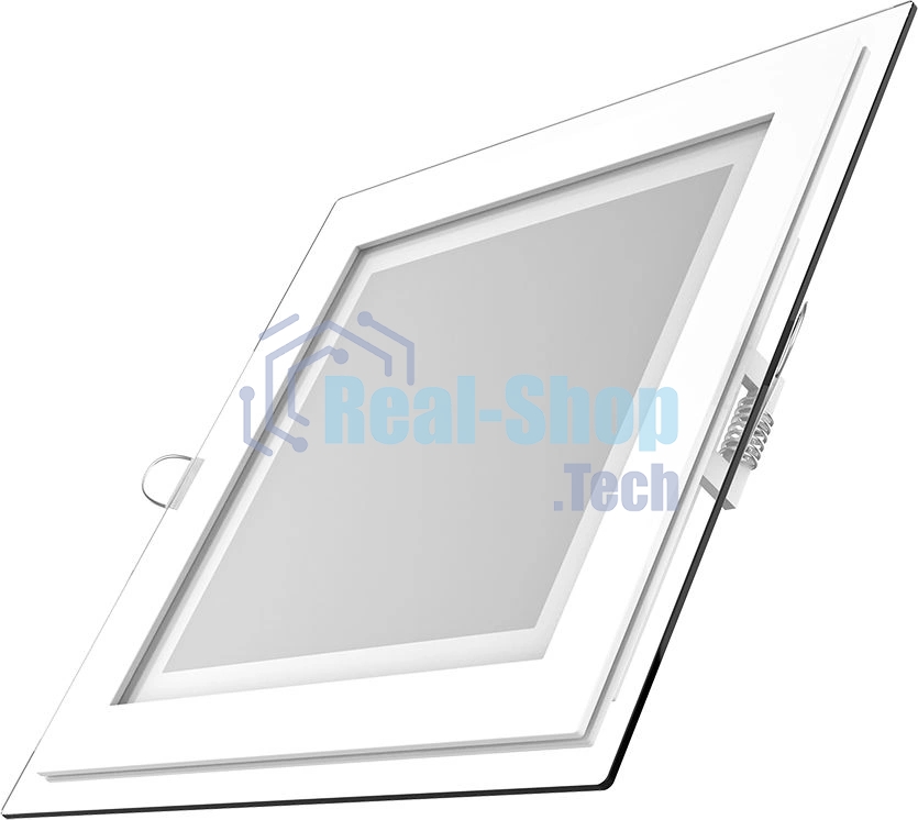 Светильник Glass кв 18W 1390lm 3000K 220-240V IP20 монт Ø155х155 200x200x30 с дек стек LED